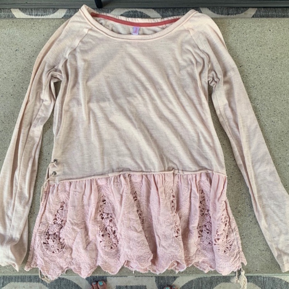 Pink Shirt with Lace Details